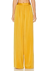 Alex Perry Wide Leg Pleat Satin Trouser in Gold, view 1, click to view large image.