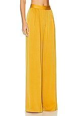 Alex Perry Wide Leg Pleat Satin Trouser in Gold, view 2, click to view large image.