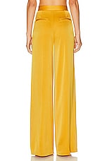 Alex Perry Wide Leg Pleat Satin Trouser in Gold, view 3, click to view large image.