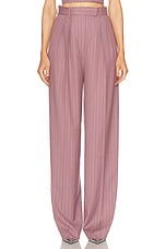 Alex Perry Lurex Pinstripe Tailored Trouser in Mauve, view 1, click to view large image.