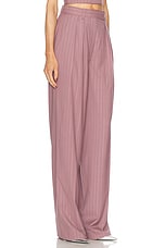 Alex Perry Lurex Pinstripe Tailored Trouser in Mauve, view 2, click to view large image.