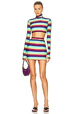 Alex Perry Radley Mini Skirt in Stripe, view 4, click to view large image.