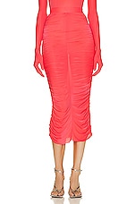 Alex Perry Dakota Ruched Skirt in Strawberry, view 1, click to view large image.