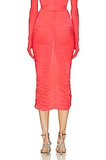 Alex Perry Dakota Ruched Skirt in Strawberry, view 3, click to view large image.