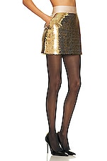 Alex Perry Delon Sequin Mini Skirt in Gold, view 2, click to view large image.