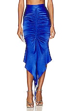 Alex Perry Gunner Ruched Skirt in Bluebell, view 1, click to view large image.