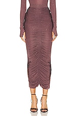 Alex Perry Ruched Skirt in Taupe Rose, view 1, click to view large image.