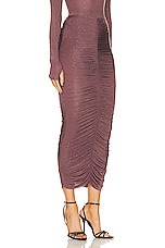Alex Perry Ruched Skirt in Taupe Rose, view 2, click to view large image.