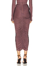 Alex Perry Ruched Skirt in Taupe Rose, view 3, click to view large image.