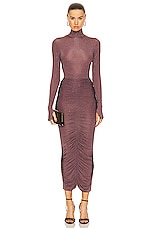 Alex Perry Ruched Skirt in Taupe Rose, view 4, click to view large image.
