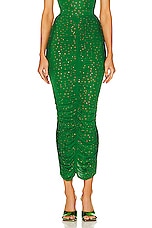Alex Perry Ruched Crystal Skirt in Emerald, view 1, click to view large image.
