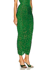 Alex Perry Ruched Crystal Skirt in Emerald, view 2, click to view large image.