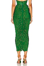 Alex Perry Ruched Crystal Skirt in Emerald, view 3, click to view large image.