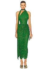 Alex Perry Ruched Crystal Skirt in Emerald, view 4, click to view large image.