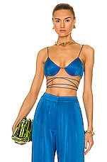 Alex Perry Holt Wrapped Bralette in Ocean, view 1, click to view large image.