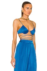 Alex Perry Holt Wrapped Bralette in Ocean, view 2, click to view large image.