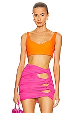 Alex Perry Bren Cup Crop Top in Fluro Orange, view 1, click to view large image.