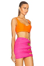 Alex Perry Bren Cup Crop Top in Fluro Orange, view 2, click to view large image.