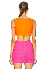 Alex Perry Bren Cup Crop Top in Fluro Orange, view 3, click to view large image.