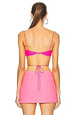 Alex Perry Coltan Ruched Wrap Bralette in Fluro Pink, view 3, click to view large image.
