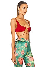 Alex Perry Pierce Sweetheart Cup Wrap Bralette in Red, view 2, click to view large image.