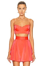 Alex Perry Hart Cup Bra Top in Coral, view 1, click to view large image.