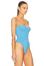 Alex Perry Carsen Corset Bodysuit in Blue, view 3, click to view large image.