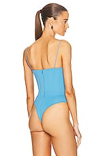Alex Perry Carsen Corset Bodysuit in Blue, view 4, click to view large image.