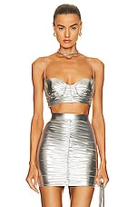 Alex Perry Bauer Ruched Bralette in Silver, view 1, click to view large image.
