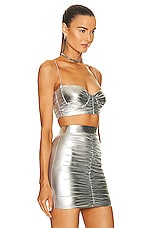 Alex Perry Bauer Ruched Bralette in Silver, view 2, click to view large image.