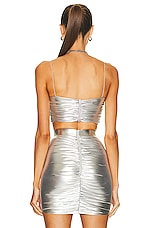 Alex Perry Bauer Ruched Bralette in Silver, view 3, click to view large image.