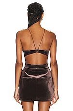 Alex Perry Tane Velvet Sweetheart Cup Bra Top in Brown, view 3, click to view large image.