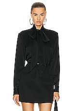 Alex Perry Fallon Bow Shirt in Black, view 1, click to view large image.