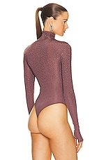 Alex Perry Turtleneck Long Sleeve Bodysuit in Taupe Rose, view 4, click to view large image.