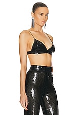Alex Perry Sequin Bralette Top in Black, view 2, click to view large image.