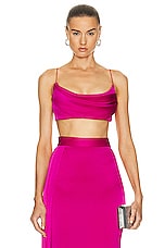 Alex Perry Drape Crop Top in Raspberry, view 1, click to view large image.