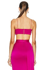 Alex Perry Drape Crop Top in Raspberry, view 3, click to view large image.