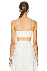 Alex Perry Pinstripe Drape Crop Top in White, view 3, click to view large image.