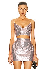 Alex Perry Bikini Cowl Sequin Drape Top in Ice Pink, view 1, click to view large image.