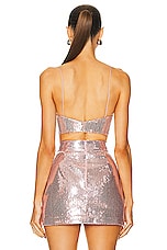 Alex Perry Bikini Cowl Sequin Drape Top in Ice Pink, view 3, click to view large image.