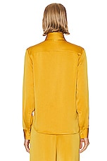Alex Perry Bow Satin Shirt in Gold, view 3, click to view large image.