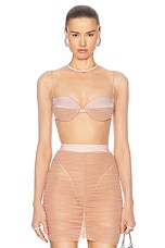 Alex Perry Sheer Mesh Bodysuit in Sepia, view 1, click to view large image.