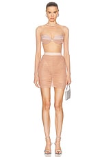 Alex Perry Sheer Mesh Bodysuit in Sepia, view 5, click to view large image.