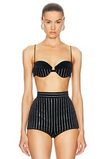 Alex Perry Crystal Velvet Bra Top in Black, view 1, click to view large image.