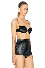 Alex Perry Crystal Velvet Bra Top in Black, view 2, click to view large image.