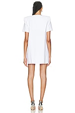 AREA Crystal Bow V-neck T-shirt Dress in White, view 3, click to view large image.