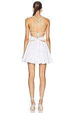 AREA Gathered Butterfly Poplin Mini Dress in White, view 3, click to view large image.