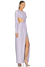 AREA Crystal Embellished Front Knot Gown in Lilac, view 2, click to view large image.