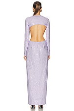 AREA Crystal Embellished Front Knot Gown in Lilac, view 3, click to view large image.
