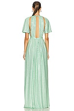 AREA Crystal Embellished Flutter Sleeve Gown in Mint, view 3, click to view large image.